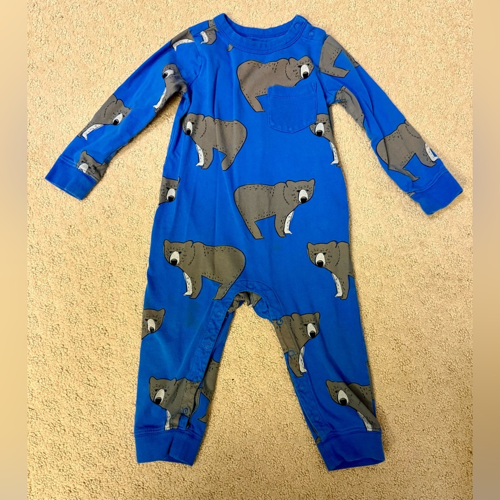 Tea Collection Blue Bear Print Footie